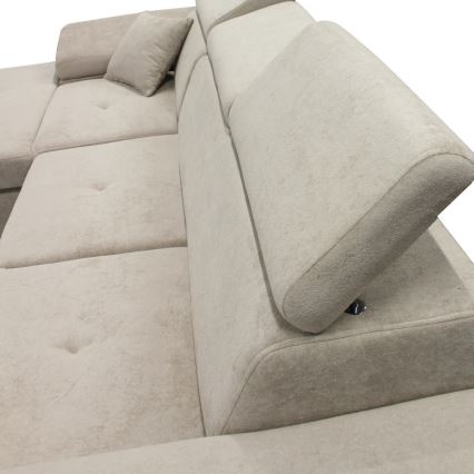 Canapé d'angle pliable rembourré en forme de L CASTELO gauche gris