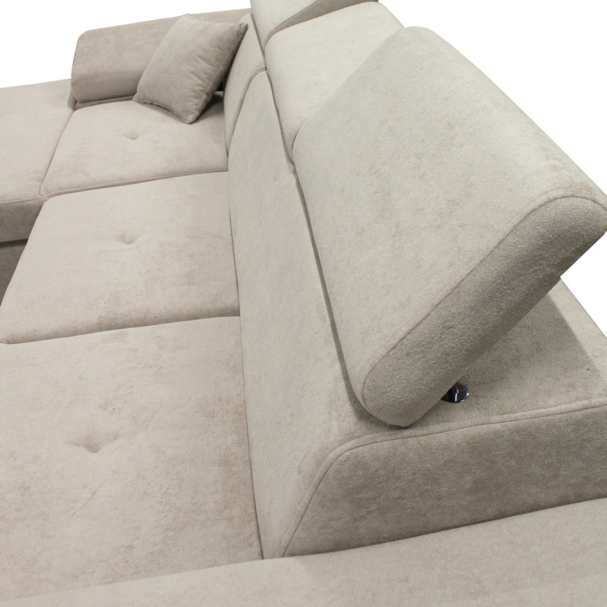 Canapé d'angle pliable rembourré en forme de L CASTELO gauche gris