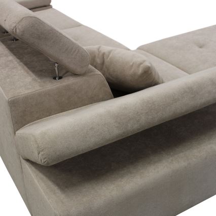Canapé d'angle pliable rembourré en forme de L CASTELO gauche gris
