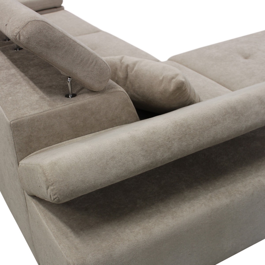 Canapé d'angle pliable rembourré en forme de L CASTELO gauche gris