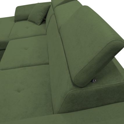 Canapé d'angle pliable rembourré en forme de L CASTELO gauche vert