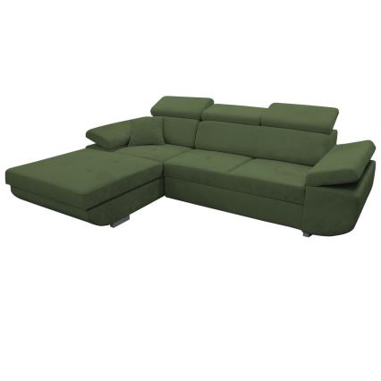 Canapé d'angle pliable rembourré en forme de L CASTELO gauche vert