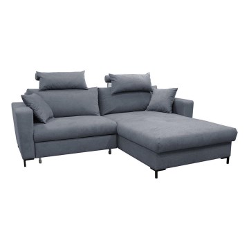 Canapé d'angle pliable rembourré en forme de L HORTA droit gris foncé