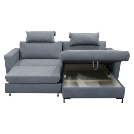 Canapé d'angle pliable rembourré en forme de L HORTA droit gris foncé