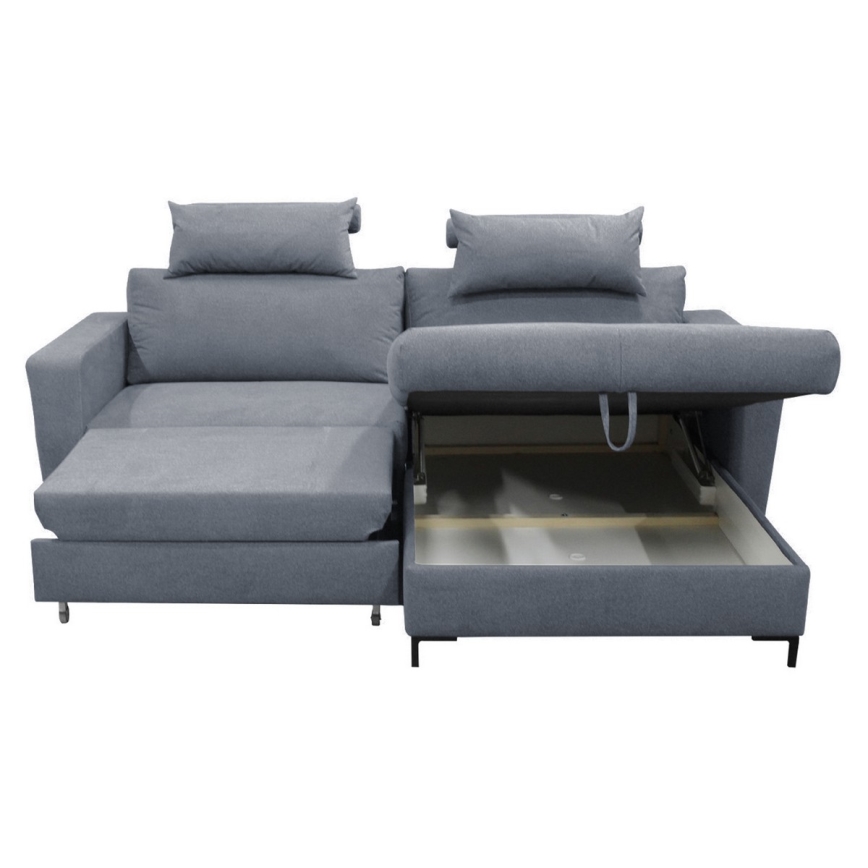 Canapé d'angle pliable rembourré en forme de L HORTA droit gris foncé