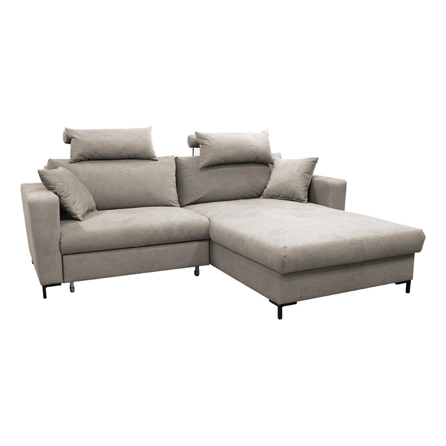 Canapé d'angle pliable rembourré en forme de L HORTA droit gris