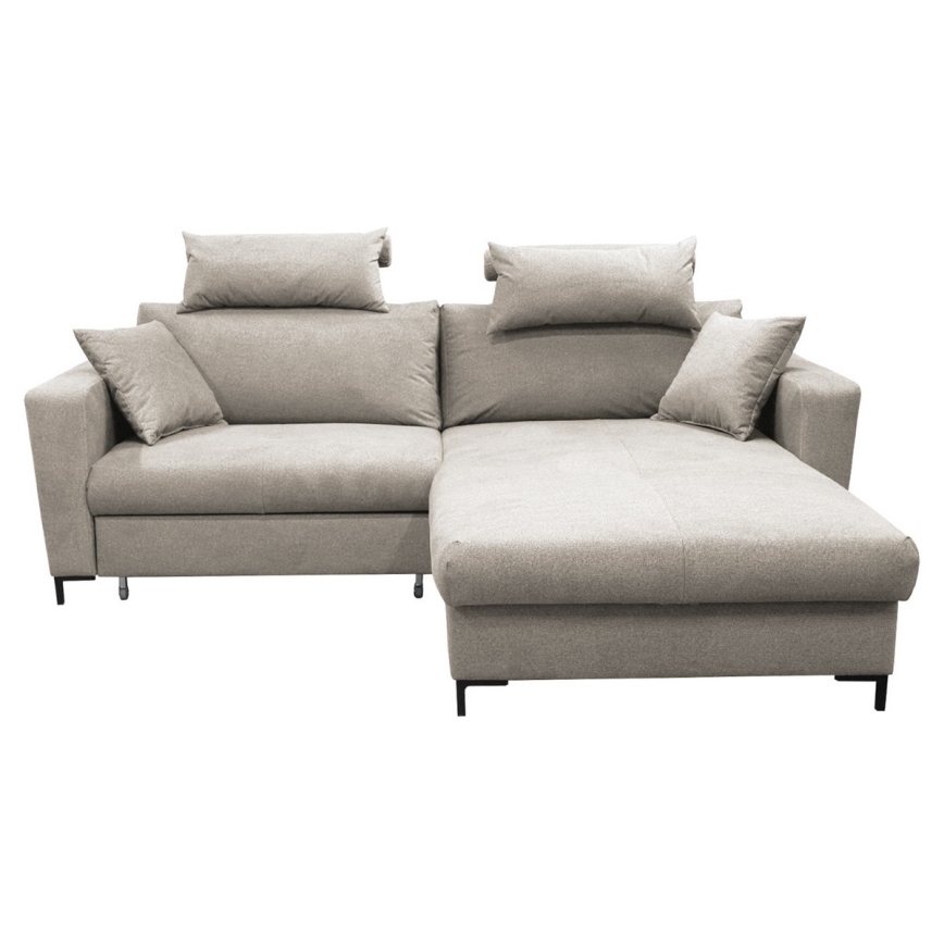 Canapé d'angle pliable rembourré en forme de L HORTA droit gris