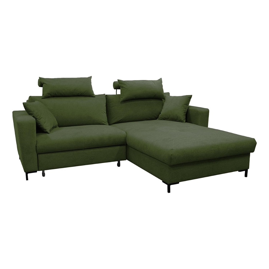 Canapé d'angle pliable rembourré en forme de L HORTA droit vert