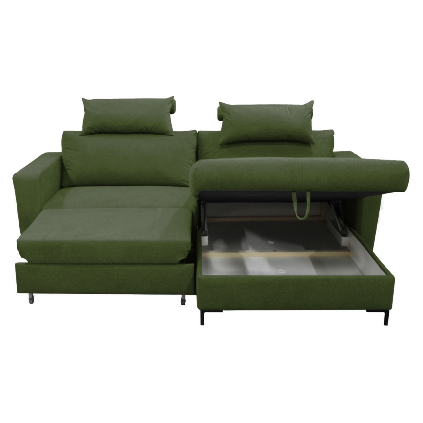 Canapé d'angle pliable rembourré en forme de L HORTA droit vert