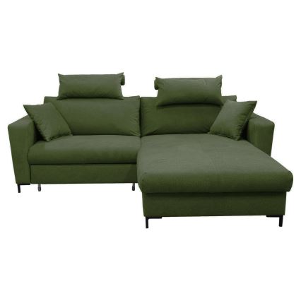 Canapé d'angle pliable rembourré en forme de L HORTA droit vert