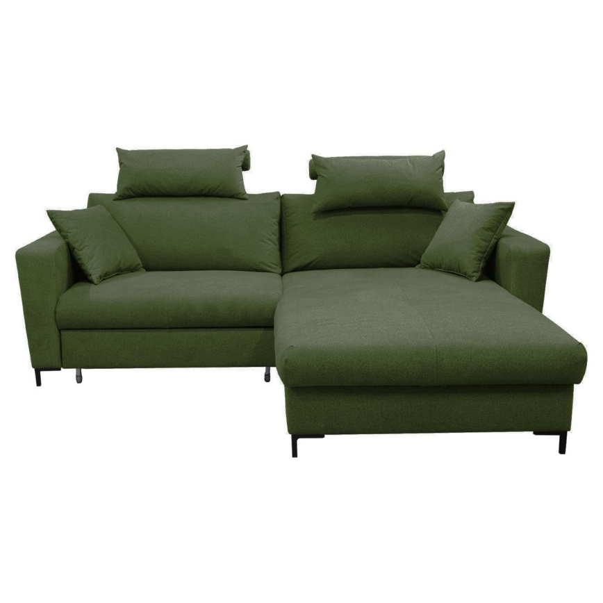 Canapé d'angle pliable rembourré en forme de L HORTA droit vert