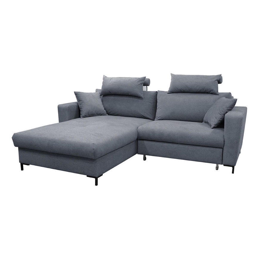 Canapé d'angle pliable rembourré en forme de L HORTA gauche gris foncé