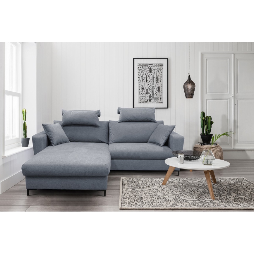 Canapé d'angle pliable rembourré en forme de L HORTA gauche gris foncé