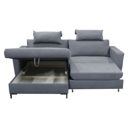 Canapé d'angle pliable rembourré en forme de L HORTA gauche gris foncé