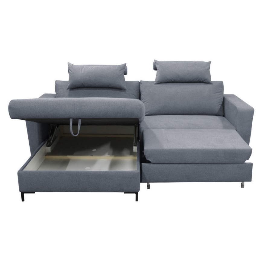 Canapé d'angle pliable rembourré en forme de L HORTA gauche gris foncé