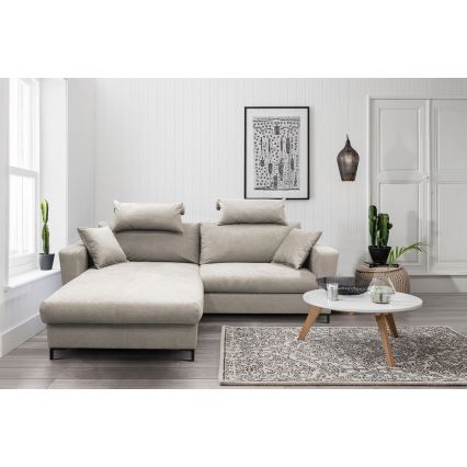 Canapé d'angle pliable rembourré en forme de L HORTA gauche gris