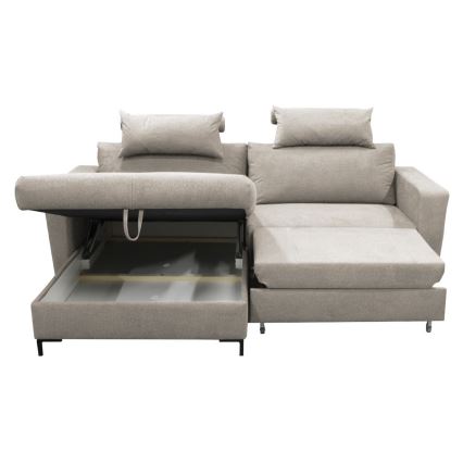 Canapé d'angle pliable rembourré en forme de L HORTA gauche gris