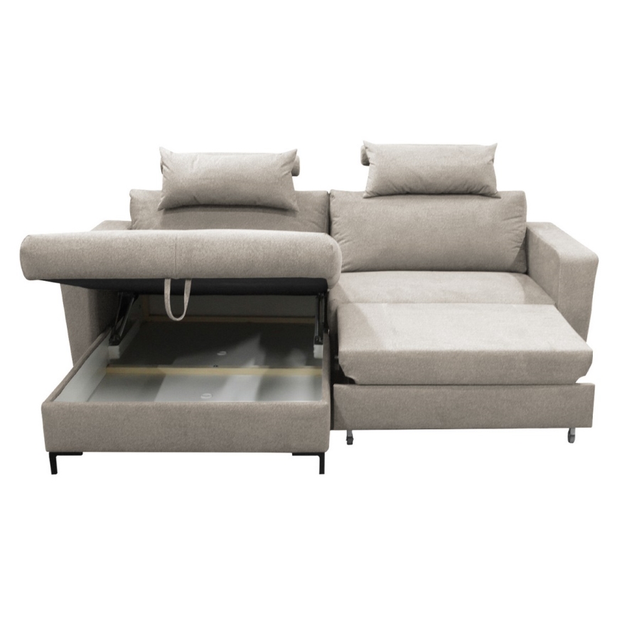 Canapé d'angle pliable rembourré en forme de L HORTA gauche gris