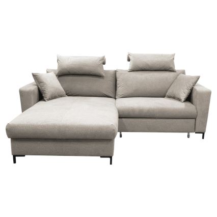 Canapé d'angle pliable rembourré en forme de L HORTA gauche gris