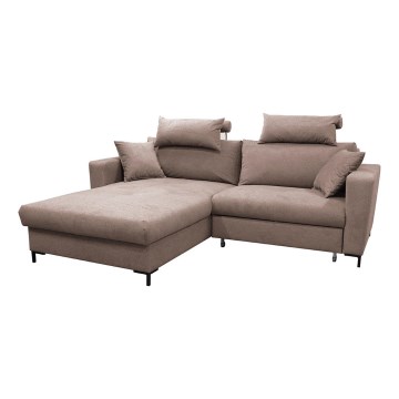 Canapé d'angle pliable rembourré en forme de L HORTA gauche marron