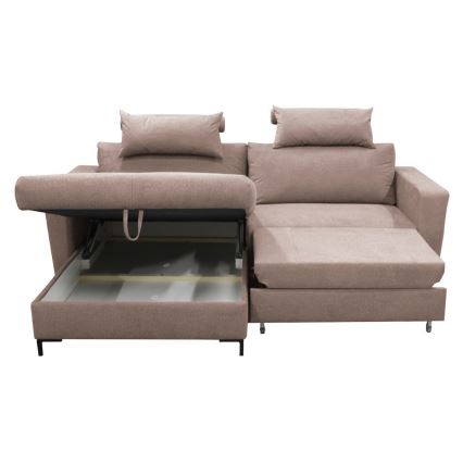 Canapé d'angle pliable rembourré en forme de L HORTA gauche marron