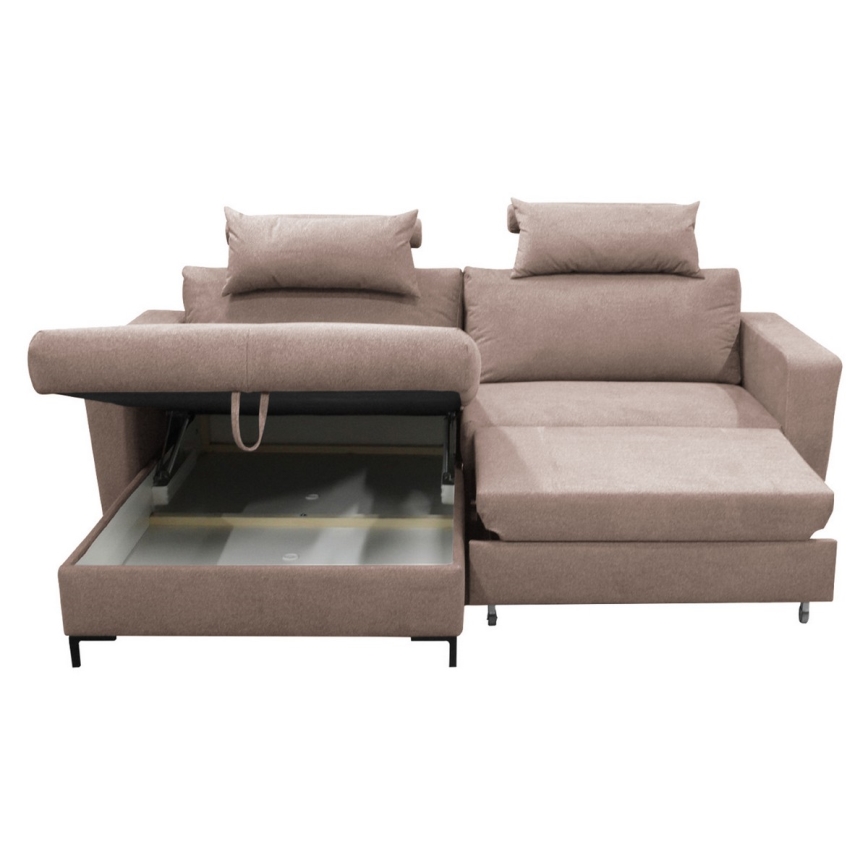 Canapé d'angle pliable rembourré en forme de L HORTA gauche marron