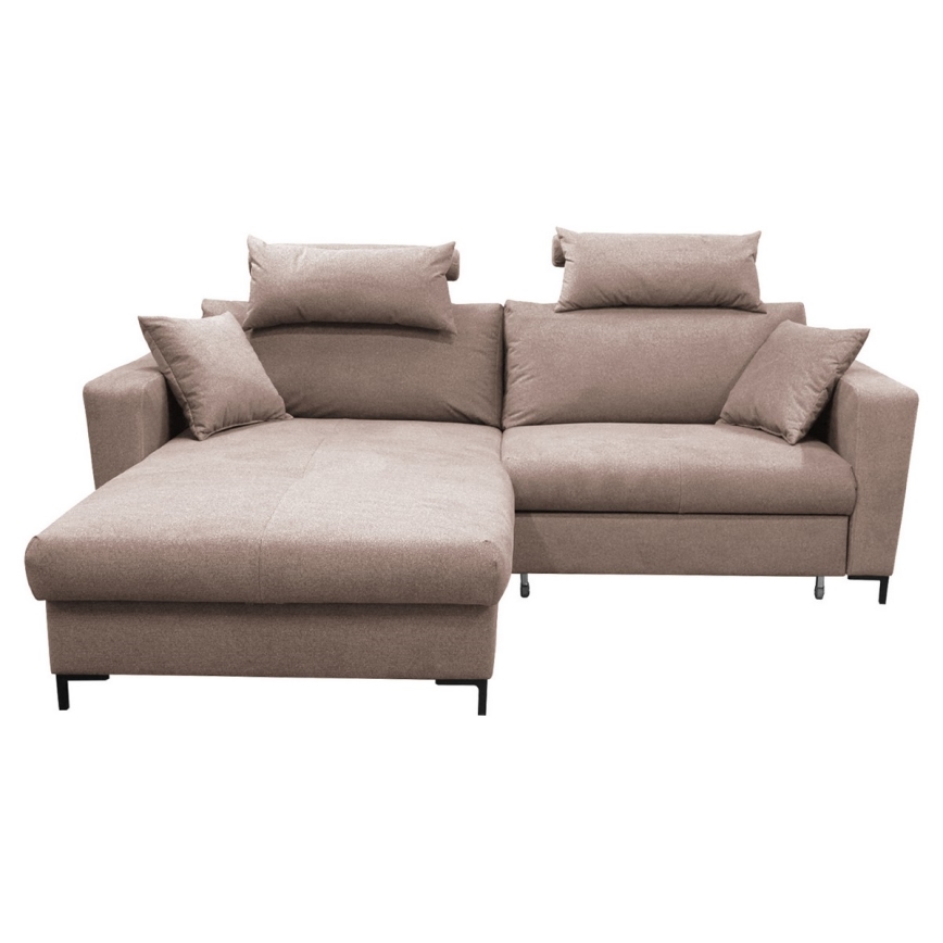 Canapé d'angle pliable rembourré en forme de L HORTA gauche marron