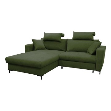 Canapé d'angle pliable rembourré en forme de L HORTA gauche vert