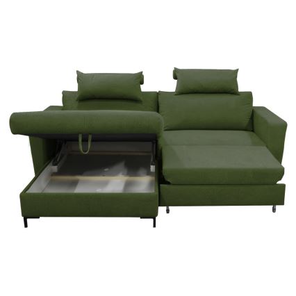 Canapé d'angle pliable rembourré en forme de L HORTA gauche vert