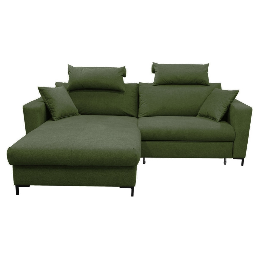 Canapé d'angle pliable rembourré en forme de L HORTA gauche vert