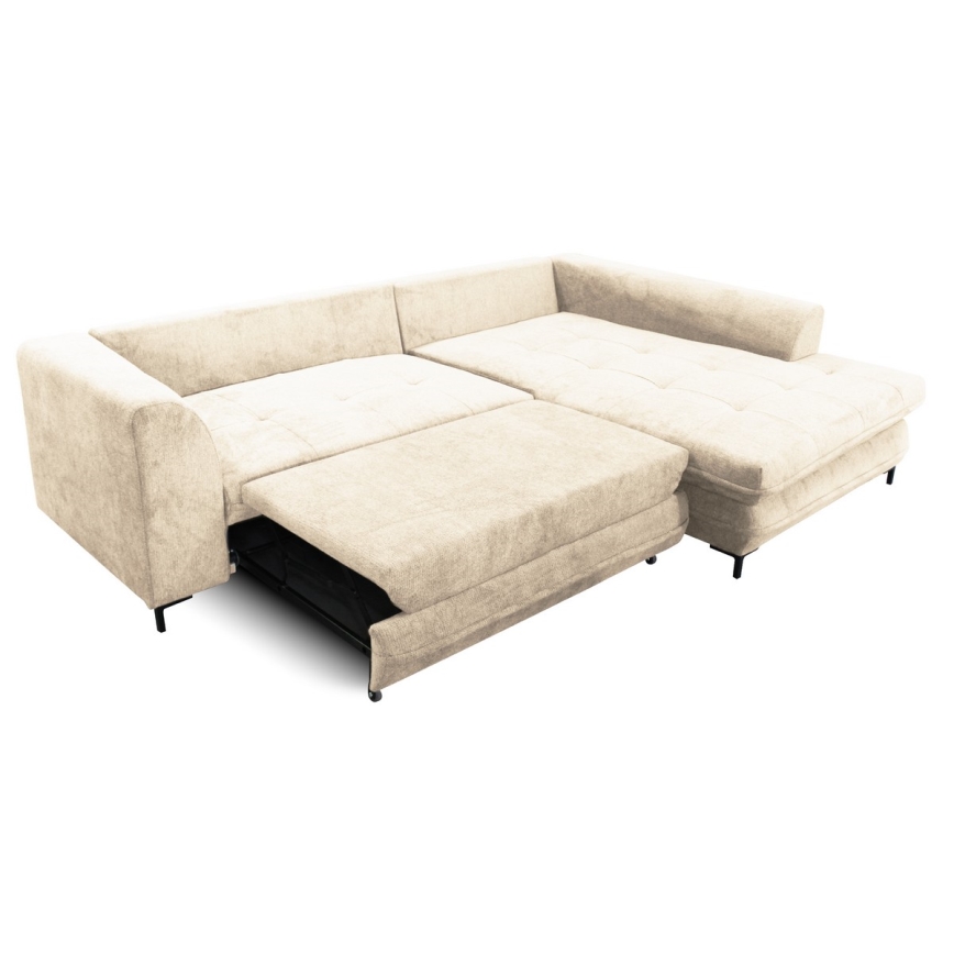 Canapé d'angle pliable rembourré en forme de L LAGOA droit beige/marron