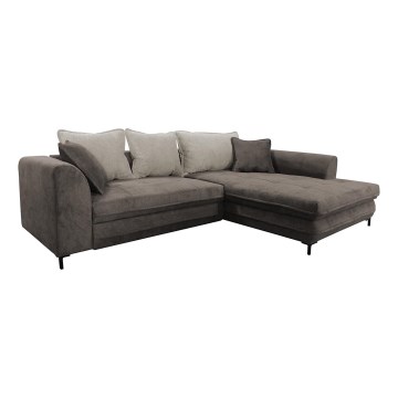 Canapé d'angle pliable rembourré en forme de L LAGOA droit taupe/gris