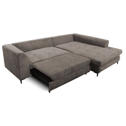 Canapé d'angle pliable rembourré en forme de L LAGOA droit taupe/gris