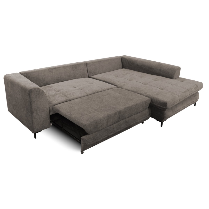 Canapé d'angle pliable rembourré en forme de L LAGOA droit taupe/gris