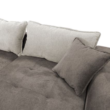 Canapé d'angle pliable rembourré en forme de L LAGOA droit taupe/gris