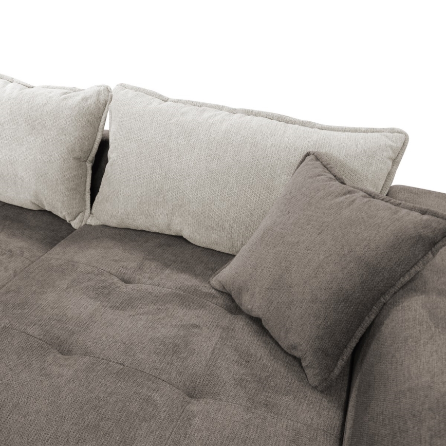 Canapé d'angle pliable rembourré en forme de L LAGOA droit taupe/gris