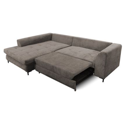 Canapé d'angle pliable rembourré en forme de L LAGOA gauche taupe/gris