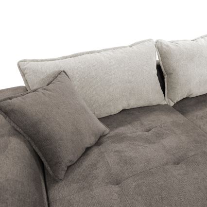 Canapé d'angle pliable rembourré en forme de L LAGOA gauche taupe/gris