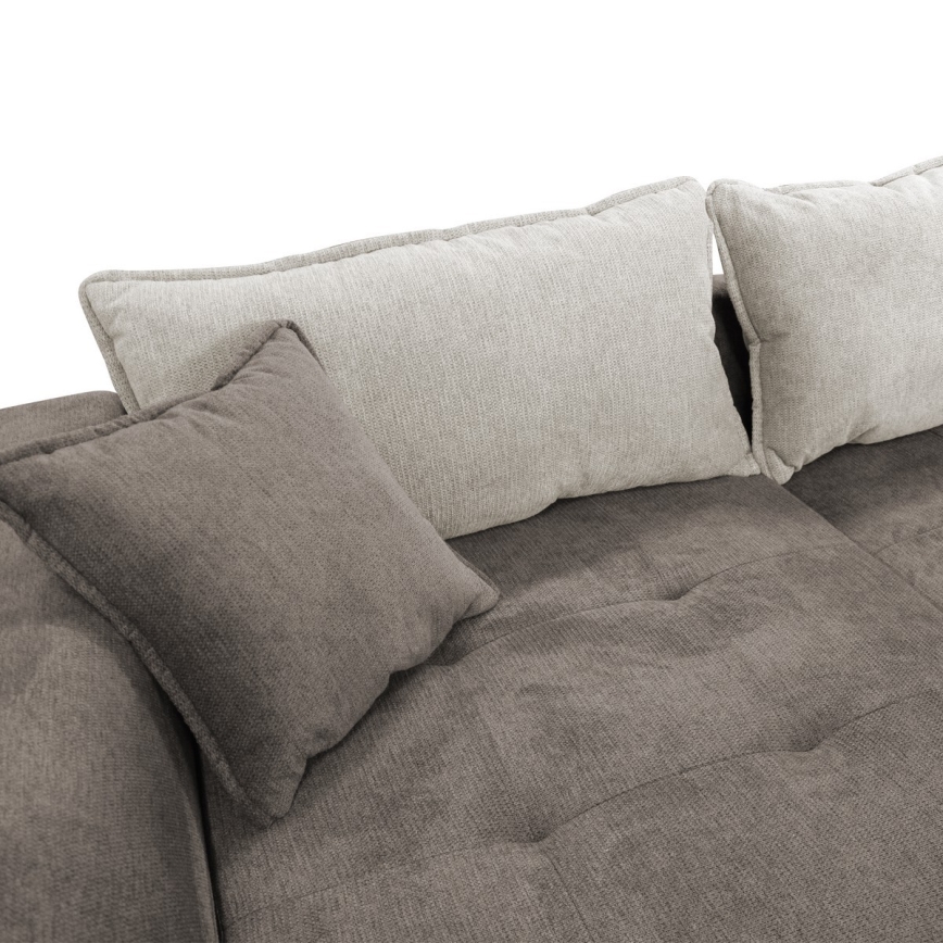 Canapé d'angle pliable rembourré en forme de L LAGOA gauche taupe/gris
