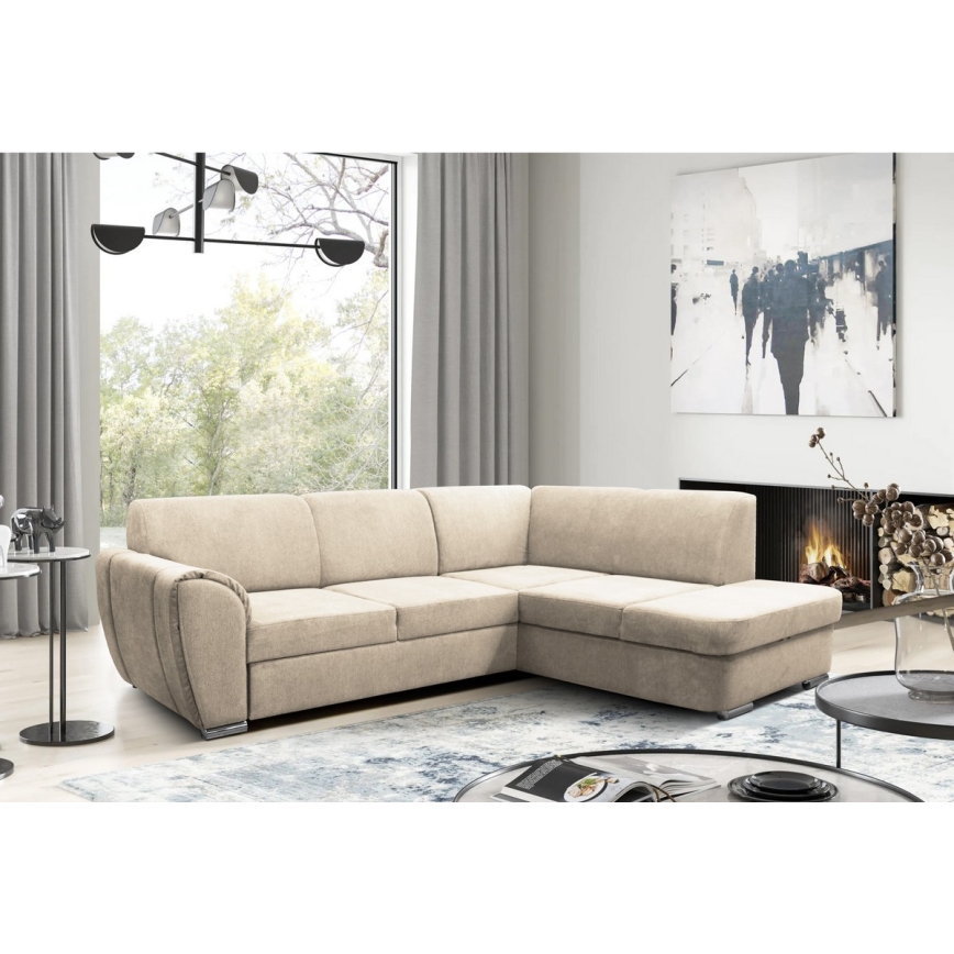 Canapé d'angle pliable rembourré en forme de L SERPA droit beige