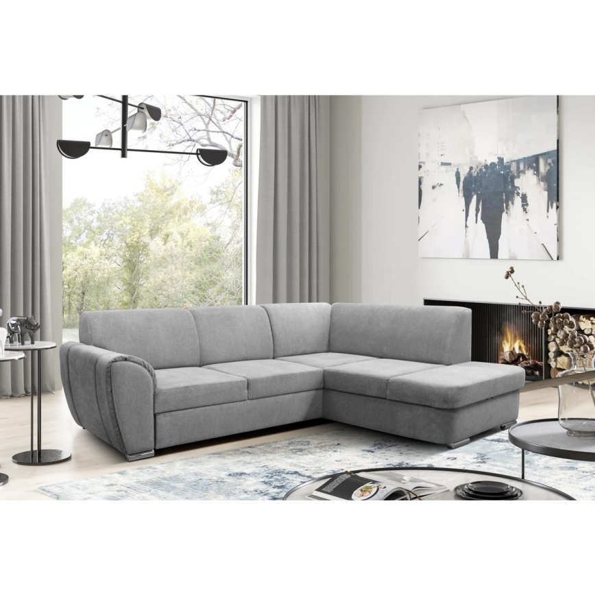 Canapé d'angle pliable rembourré en forme de L SERPA droit gris