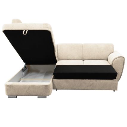 Canapé d'angle pliable rembourré en forme de L SERPA gauche beige