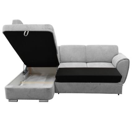 Canapé d'angle pliable rembourré en forme de L SERPA gauche gris