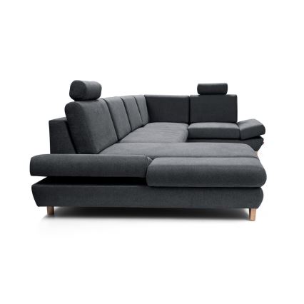 Canapé d'angle pliable rembourré en forme de U avec un espace de rangement AVESTA droit anthracite