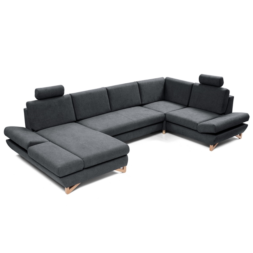 Canapé d'angle pliable rembourré en forme de U avec un espace de rangement AVESTA droit anthracite
