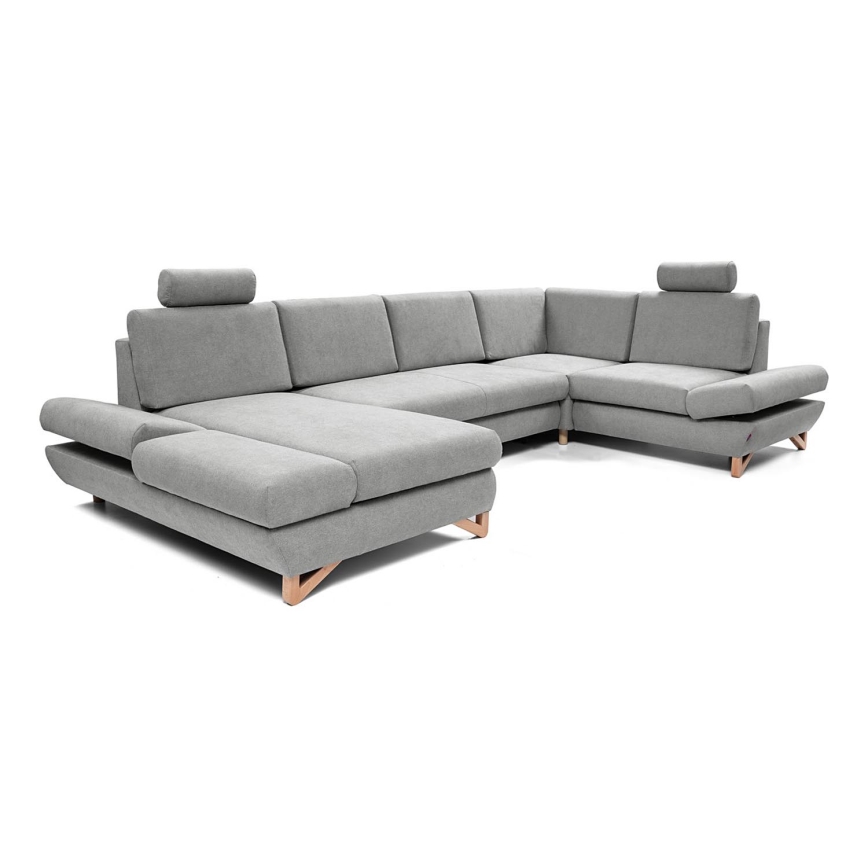 Canapé d'angle pliable rembourré en forme de U avec un espace de rangement AVESTA droit gris