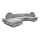 Canapé d'angle pliable rembourré en forme de U avec un espace de rangement AVESTA droit gris