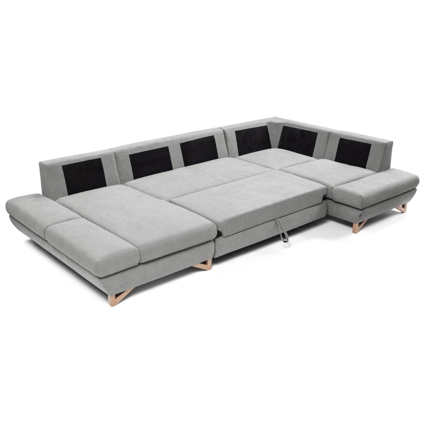 Canapé d'angle pliable rembourré en forme de U avec un espace de rangement AVESTA droit gris