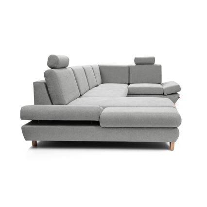 Canapé d'angle pliable rembourré en forme de U avec un espace de rangement AVESTA droit gris