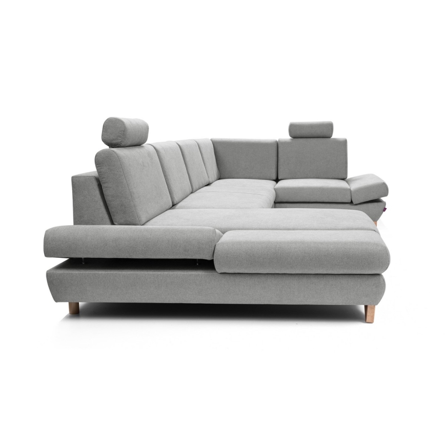 Canapé d'angle pliable rembourré en forme de U avec un espace de rangement AVESTA droit gris